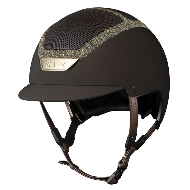 KASK Dogma Chrome Crystals Frame Riding Hat - Brown/Aureum