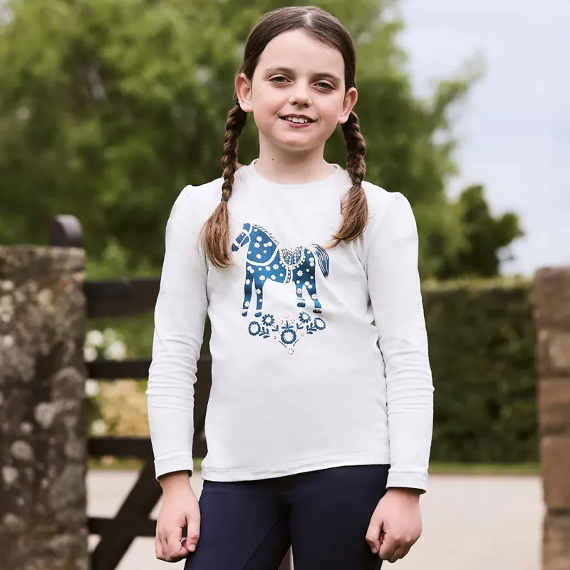 Dublin Poppy Puff Junior Long Sleeve Tee - White Marle