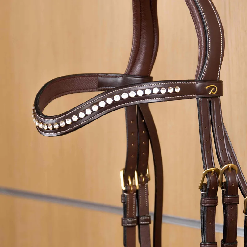 Dy'on D Collection Swarovski V-Shape Browband - Brown/White-1