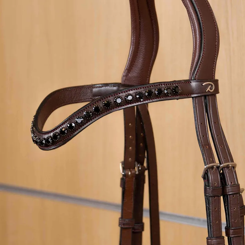 Dy'on New English Swarovski V-Shape Browband - Brown/Black-1