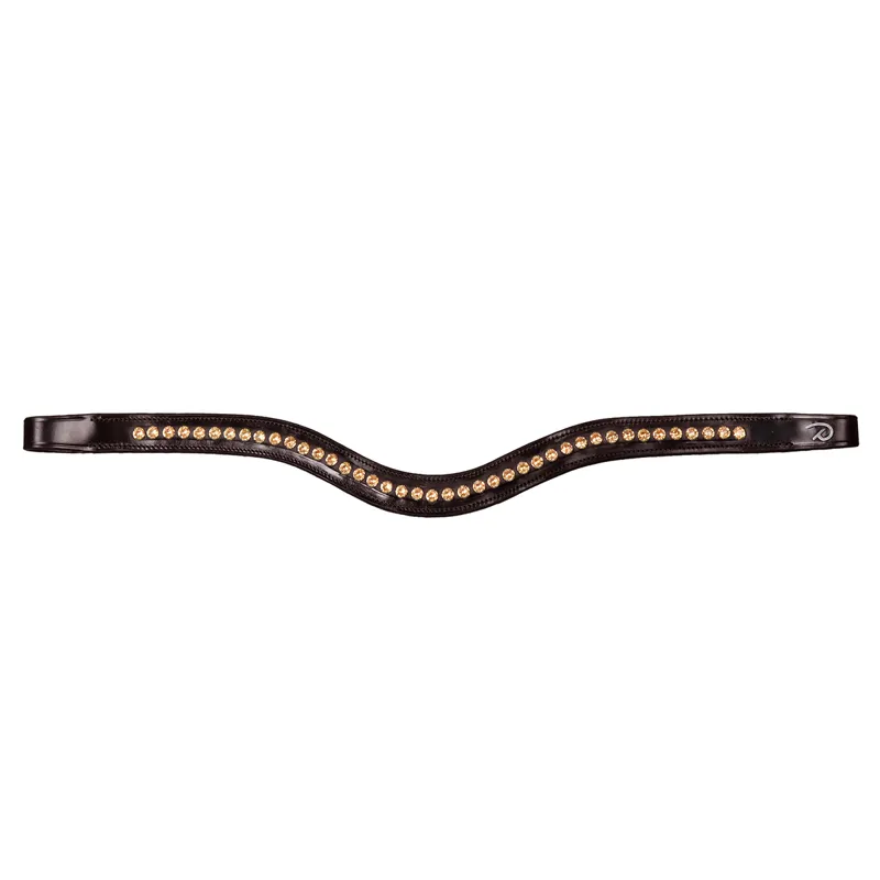 Dy'on New English Swarovski V-Shape Browband - Brown/Gold