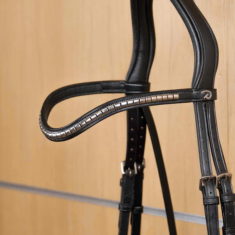 Dy'on New English V-Shape Clincher Browband - Black/Silver-1