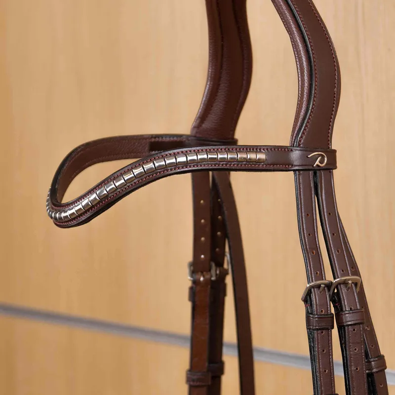 Dy'on New English V-Shape Clincher Browband - Brown/Silver-1