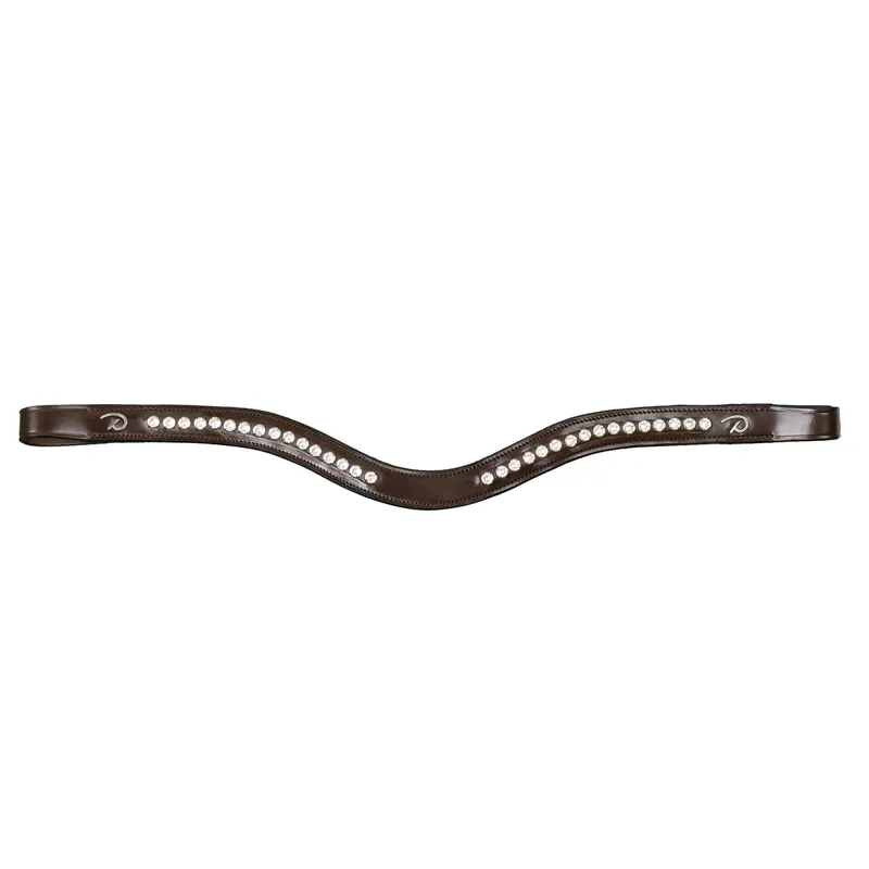 Dy'on New English Half Swarovski V-Shape Browband - Brown/White