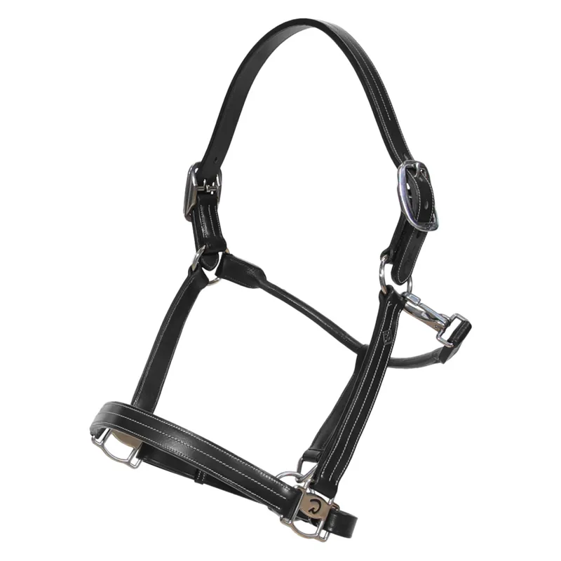 Dy'on US Collection Leather Headcollar with Adjustment - Black