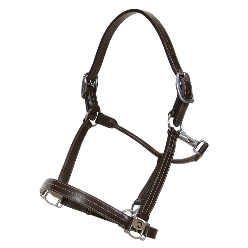 Dy'on US Collection Leather Headcollar with Adjustment - Brown