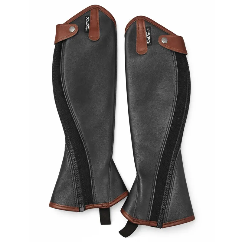 Kentaur Livorno Leather Half Chaps - 44/41cm - Black/Tobacco