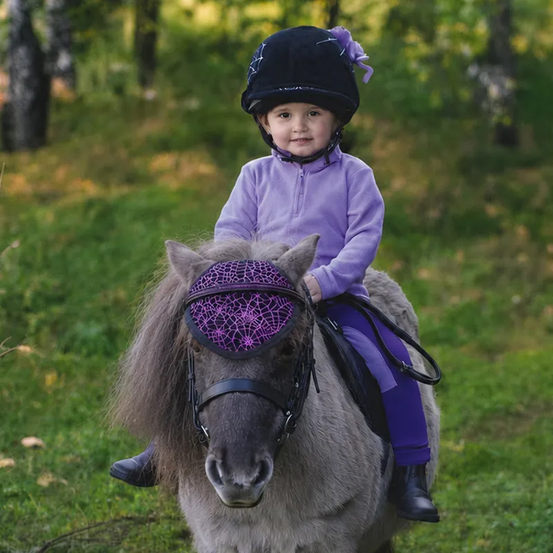 Equetech Halloween Horse Hat Ear Net - Purple Cobweb-1
