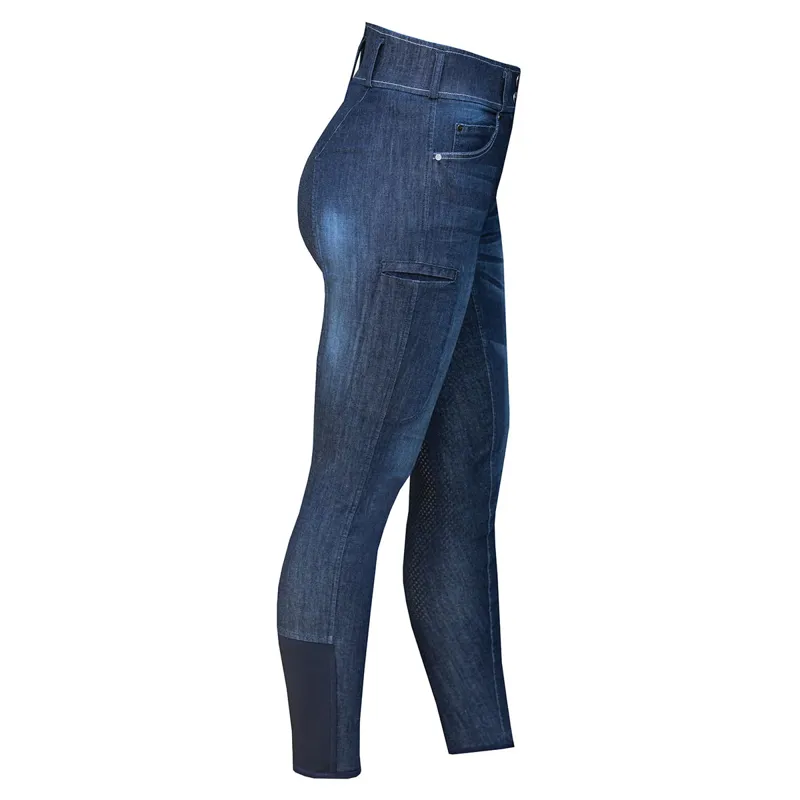 Equetech Ultimo Full Grip Ladies Denim Breeches - Blue