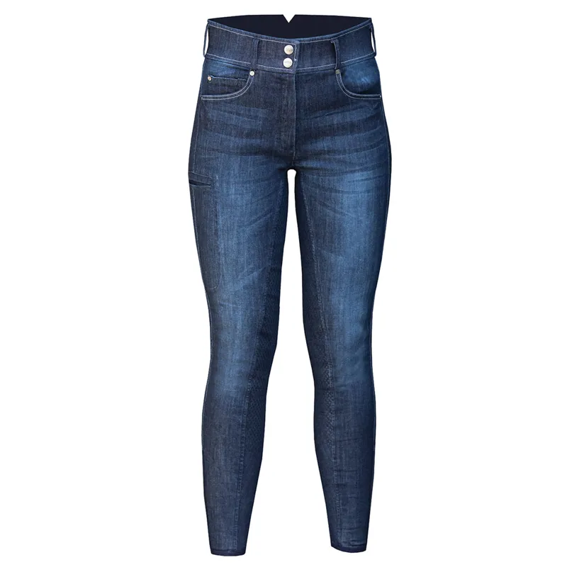 Equetech Ultimo Full Grip Ladies Denim Breeches - Blue-1