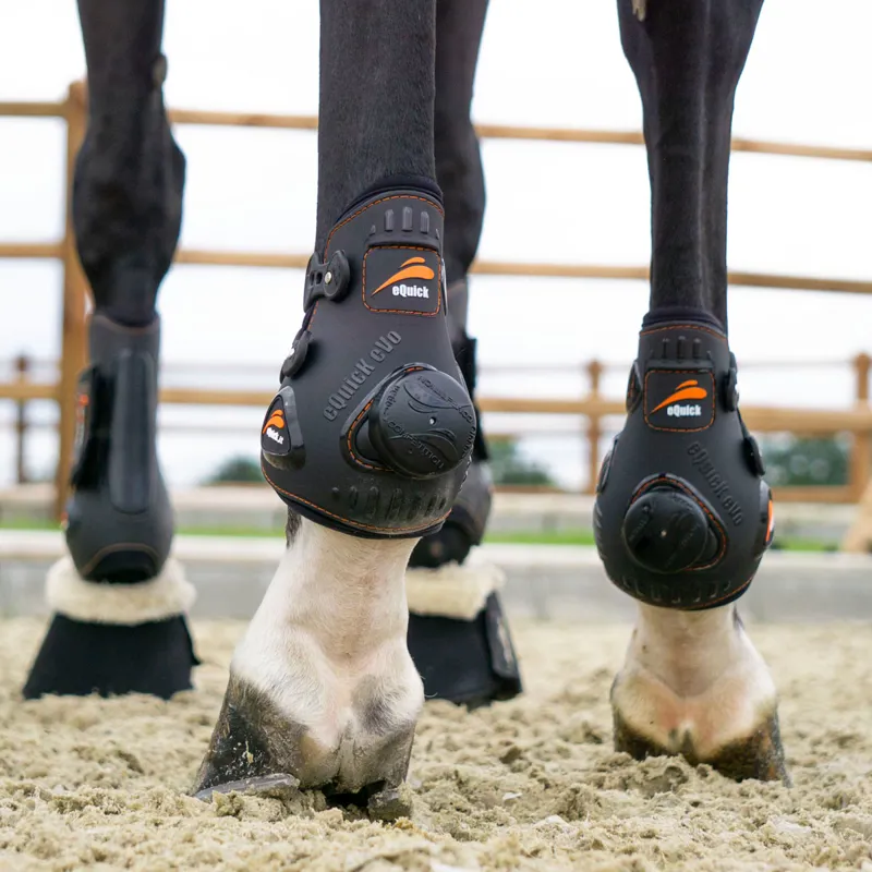 eQuick eVo500 Double Shell Rear Fetlock Boots with Weights - Black-1