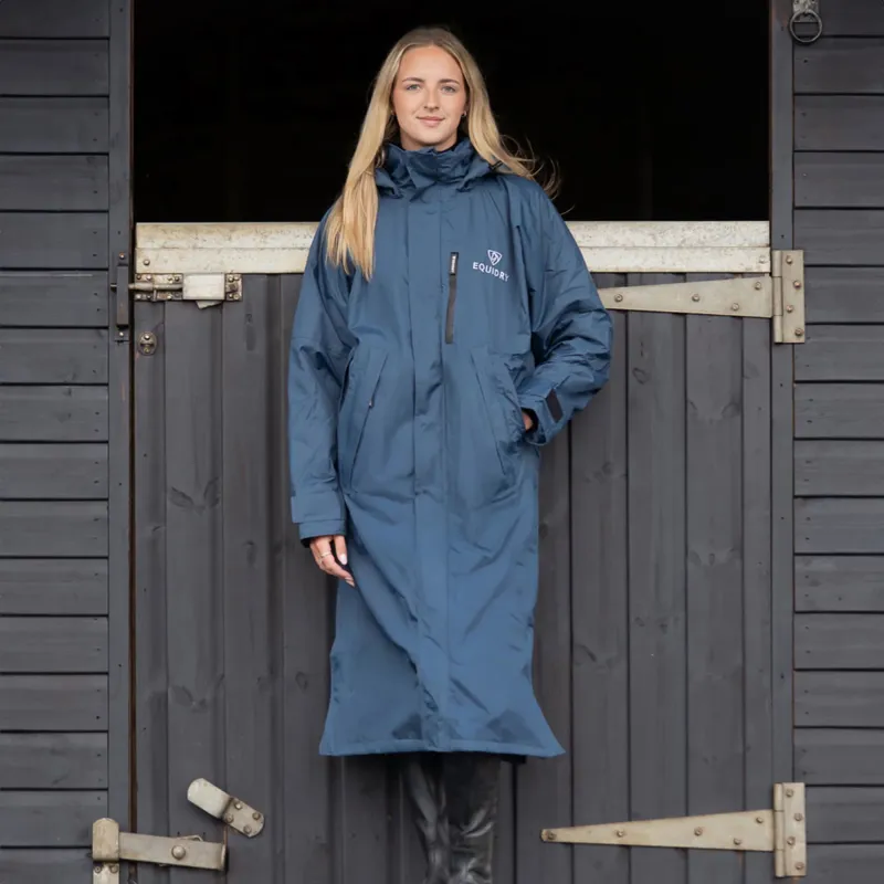 EQUIDRY Evolution Thin Fleece/Removable Hood Jacket - Steel Blue-2