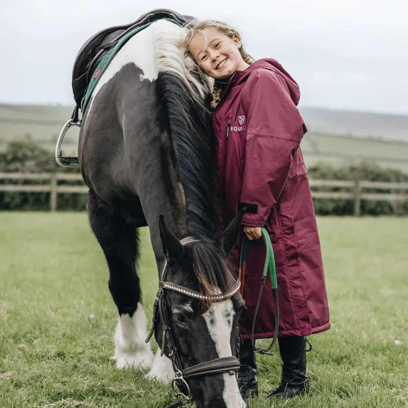 EQUIDRY Evolution Thick Fleece Lined Junior Jacket - Plum/Charcoal-1