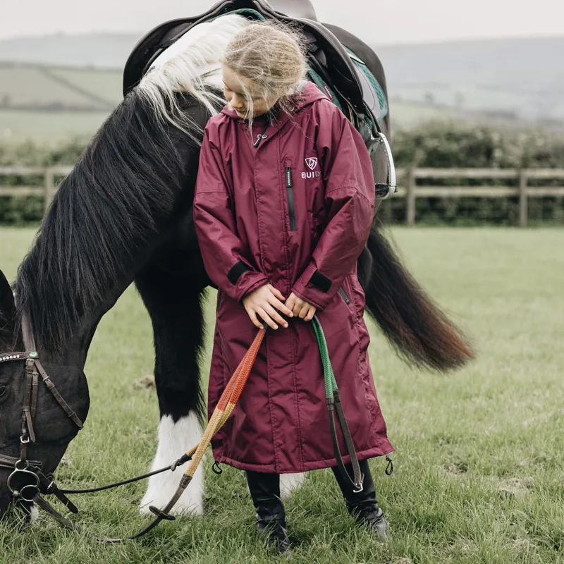 EQUIDRY Evolution Thick Fleece Lined Junior Jacket - Plum/Charcoal-2