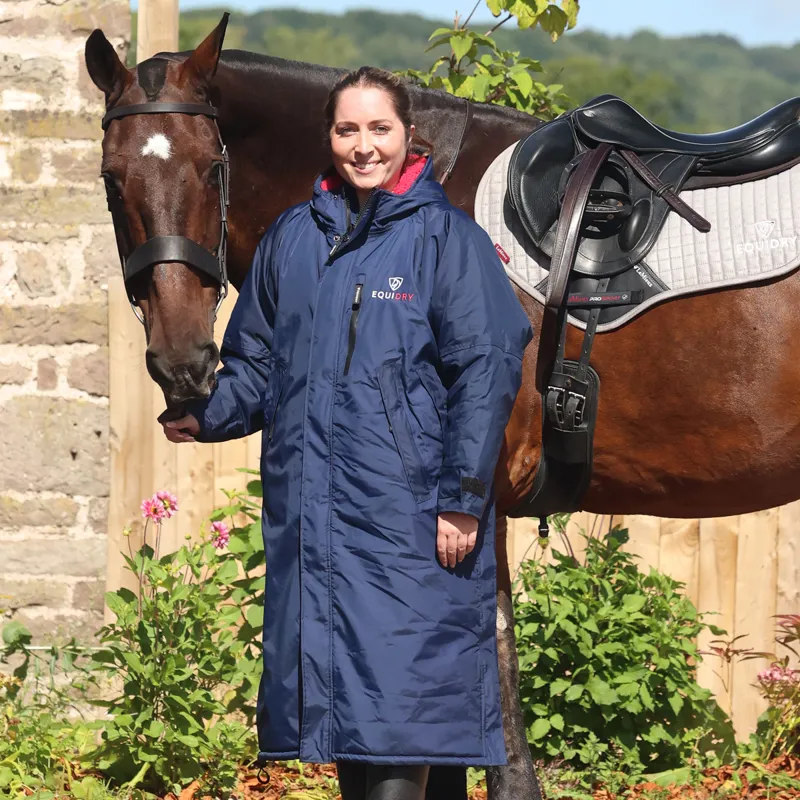 EQUIDRY Evolution Thick Fleece Lined Waterproof Jacket - Navy/Raspberry