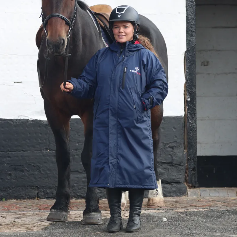 EQUIDRY Evolution Thick Fleece Lined Waterproof Jacket - Navy/Raspberry-2