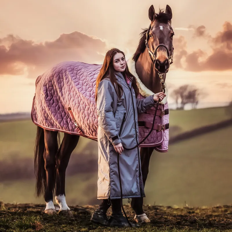 EQUIDRY Original Thick Fleece Lined Waterproof Jacket - Charcoal/Pink-1