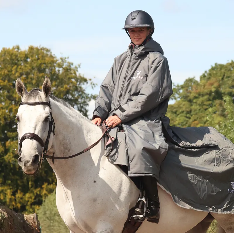 EQUIDRY Original Thick Fleece Lined Waterproof Jacket - Charcoal/Pink