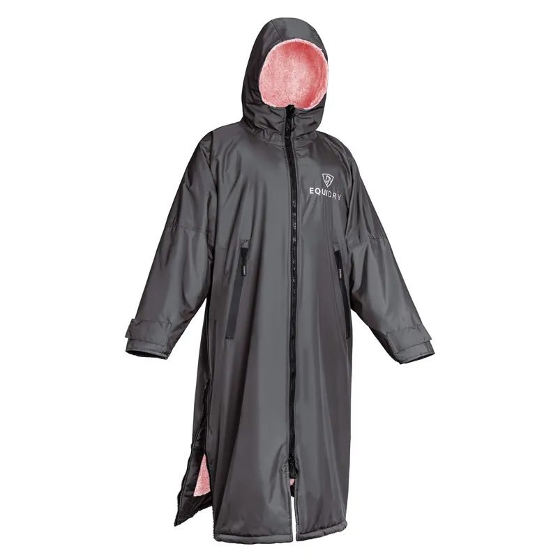 EQUIDRY Original Thick Fleece Lined Waterproof Jacket - Charcoal/Pink-2