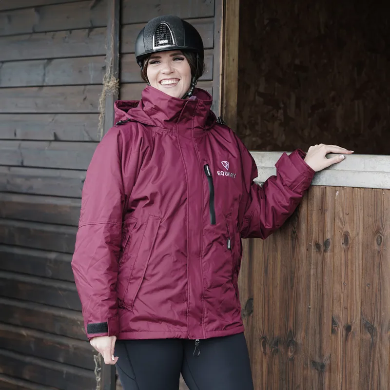 EQUIDRY Shortie Thin Fleece Lined Waterproof Jacket - Plum/Plum-2