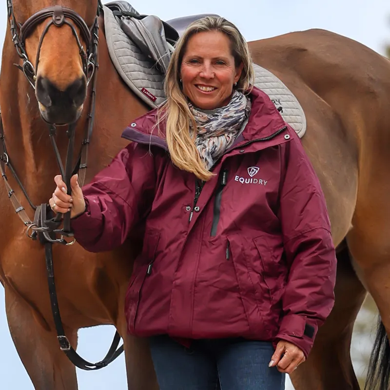 EQUIDRY Shortie Thin Fleece Lined Waterproof Jacket - Plum/Plum-1