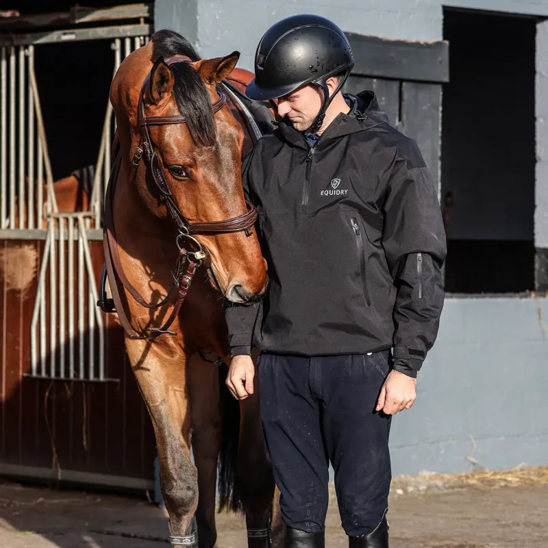 EQUIDRY Storm Smock Waterproof Quarter Zip Adults Jacket - Black-4