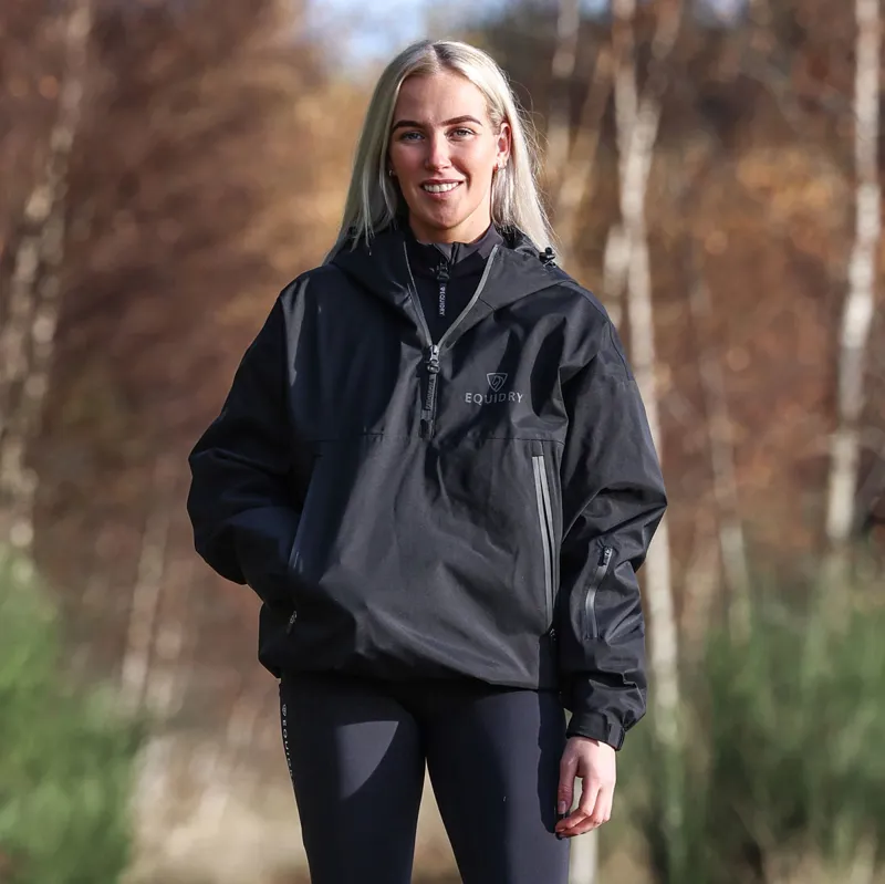 EQUIDRY Storm Smock Waterproof Quarter Zip Adults Jacket - Black-7