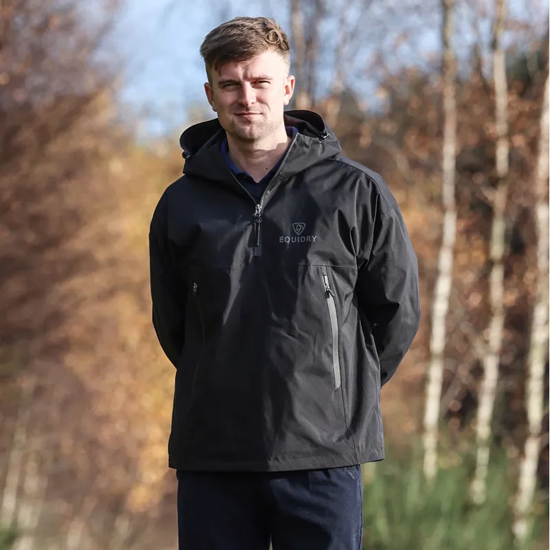 EQUIDRY Storm Smock Waterproof Quarter Zip Adults Jacket - Black-3