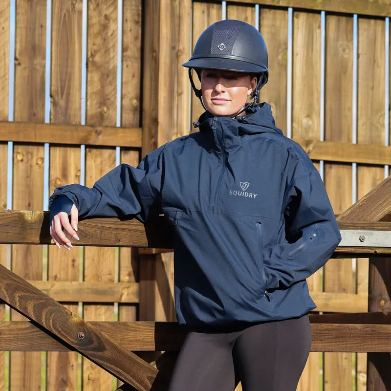 EQUIDRY Storm Smock Waterproof Quarter Zip Adults Jacket - Navy-3