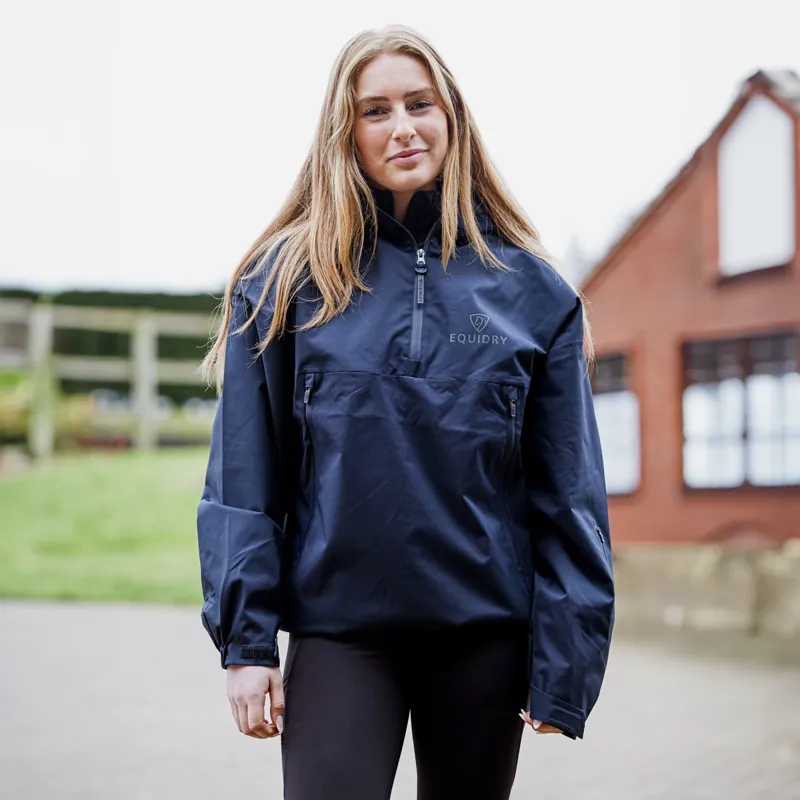 EQUIDRY Storm Smock Waterproof Quarter Zip Adults Jacket - Navy-6