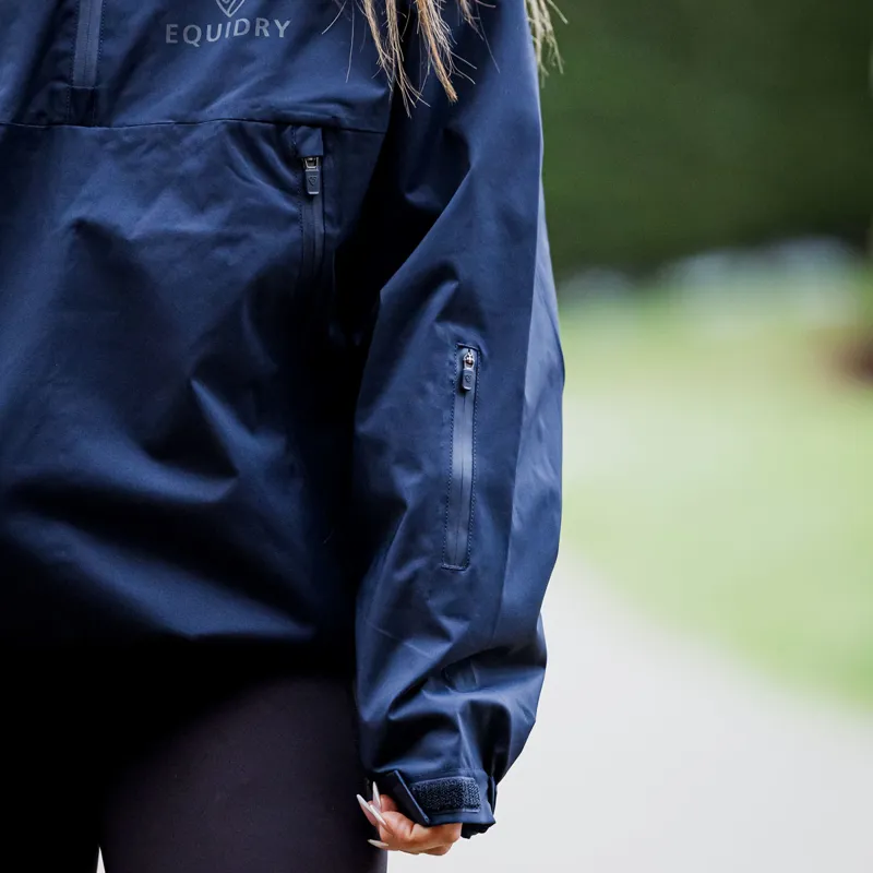 EQUIDRY Storm Smock Waterproof Quarter Zip Adults Jacket - Navy-8