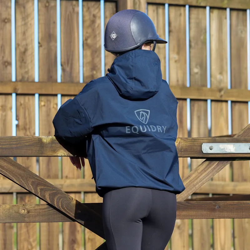 EQUIDRY Storm Smock Waterproof Quarter Zip Adults Jacket - Navy-11