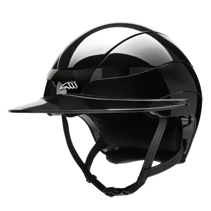 Equiline Xanto Logo Sun Visor Wide Peak Riding Hat - Glossy Black