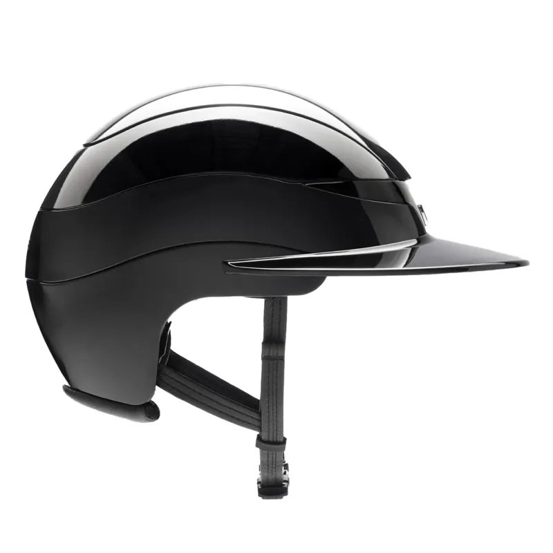 Equiline Xanto Logo Sun Visor Wide Peak Riding Hat - Glossy Black-3
