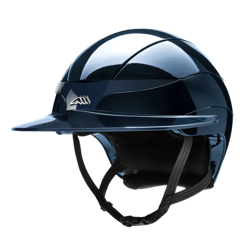 Equiline Xanto Logo Sun Visor Wide Peak Riding Hat - Glossy Blue