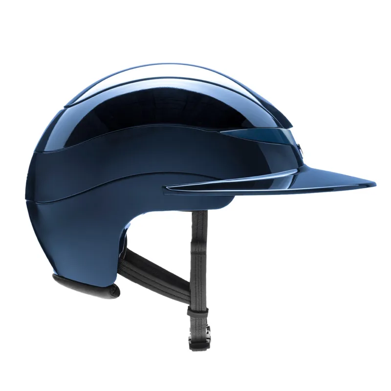 Equiline Xanto Logo Sun Visor Wide Peak Riding Hat - Glossy Blue-2