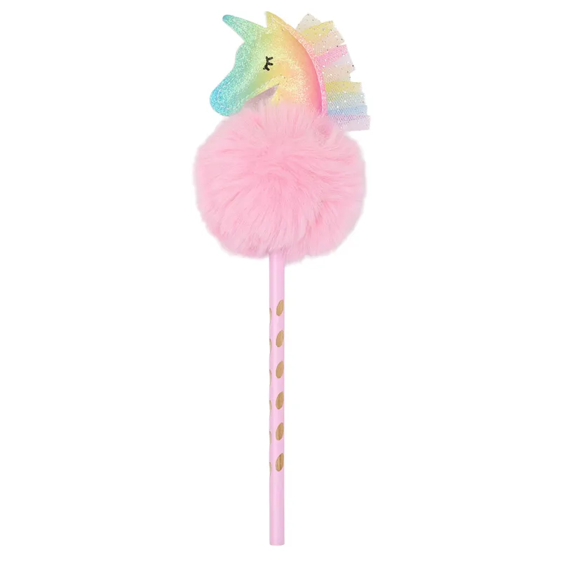 Equipage Pencil with Unicorn PomPom - Rainbow