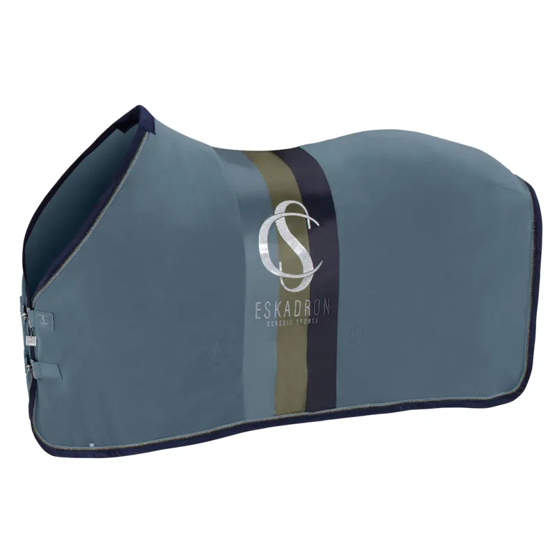 Eskadron Classic Sports Stripe Fleece Rug - Steel Blue