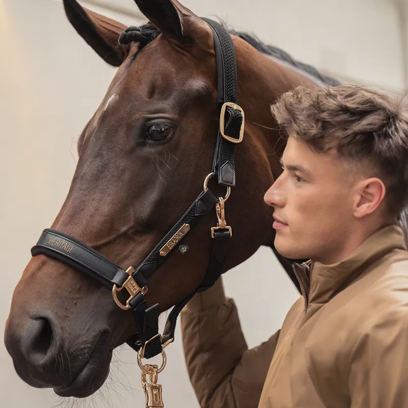 Eskadron Heritage Faux Leather Plaited Headcollar - Black-1