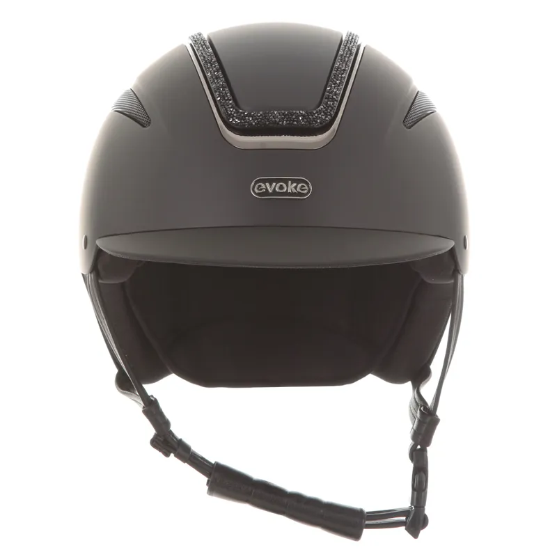 Evoke Callisto Classic Peak Crystal Frame Riding Hat - Black/Black-1
