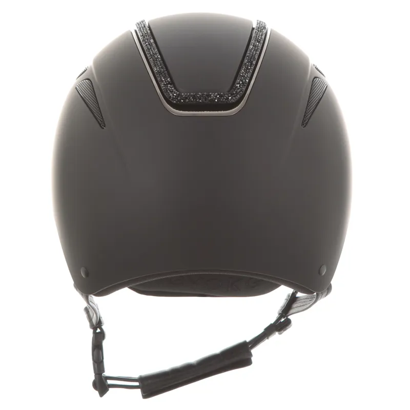 Evoke Callisto Classic Peak Crystal Frame Riding Hat - Black/Black-2