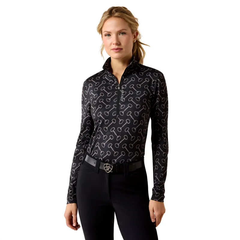 Ariat Lunaveil Womens 1/2 Zip Base Layer - Black French Link Print