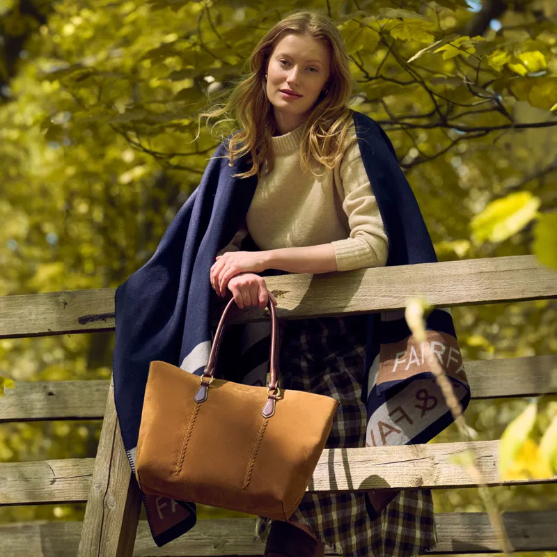 Fairfax and Favor Seville Tote Bag - Tan Suede-1