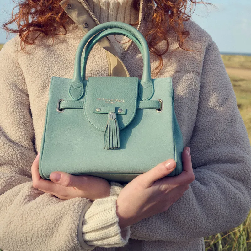 Fairfax and Favor Mini Windsor Handbag - Mint Suede-1