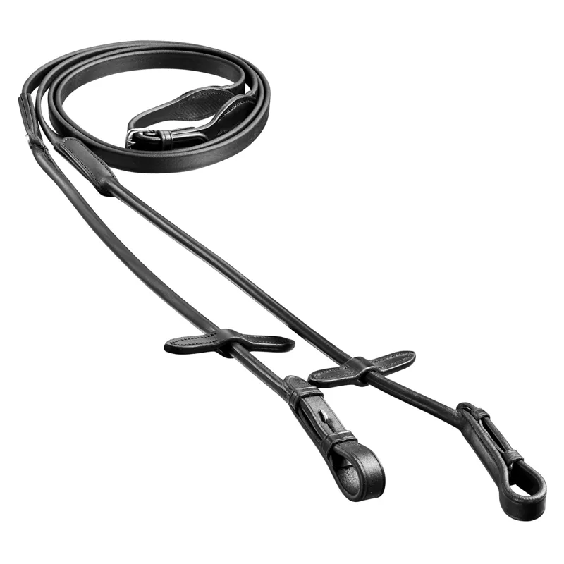 Finesse Rolled Biothane Reins - Black/Silver
