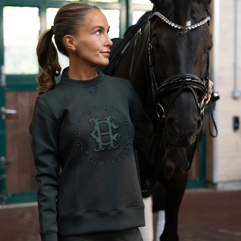 Holland Cooper Cranborne Crystal Womens Crew Jumper - Ivy Green-1