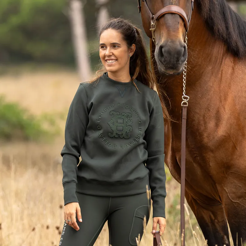 Holland Cooper Cranborne Crystal Womens Crew Jumper - Ivy Green-2