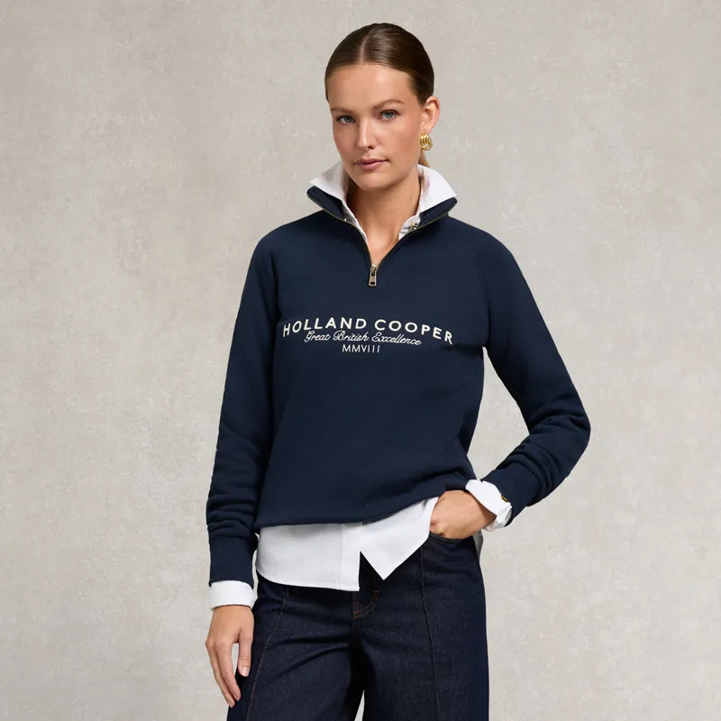 Holland Cooper Sporting Goods Henley Womens Quarter Zip - Ink Navy