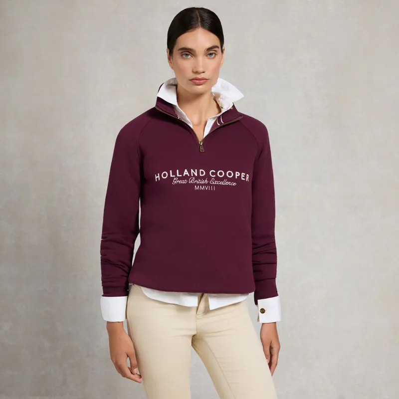 Holland Cooper Sporting Goods Henley Womens Quarter Zip - Mulberry