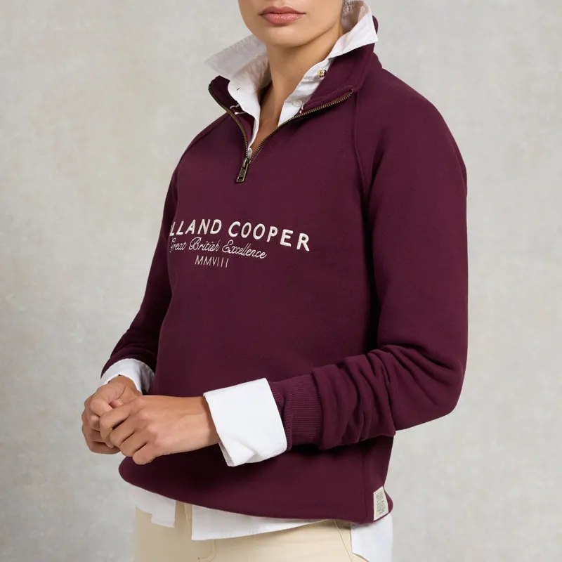 Holland Cooper Sporting Goods Henley Womens Quarter Zip - Mulberry-1